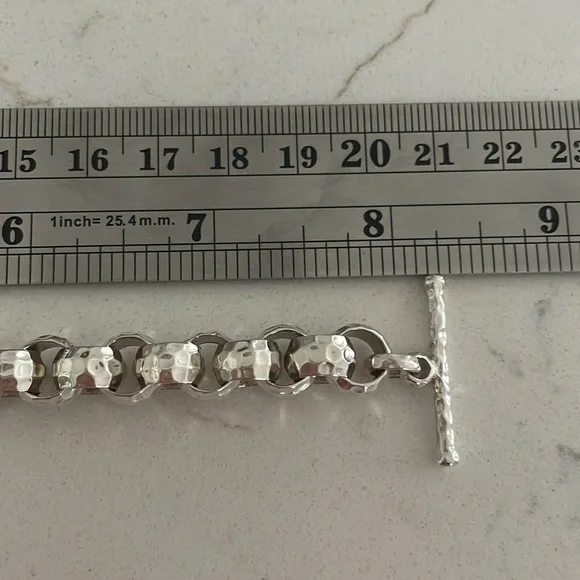 Silpada Hammered Sterling Silver Rolo Link Bracelet B1610 - Picture 10 of 11
